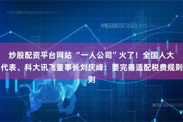 炒股配资平台网站 “一人公司”火了！全国人大代表、科大讯飞董事长刘庆峰：要完善适配税费规则